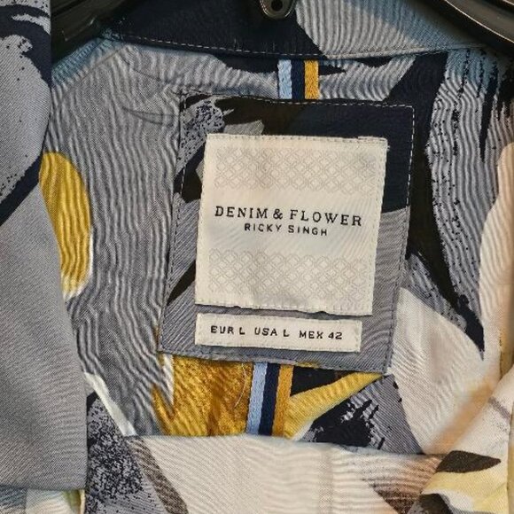 DENIM & FLOWER Men's Short Sleeve Floral Shirt NWT - Size Large - Picture 4 of 6
